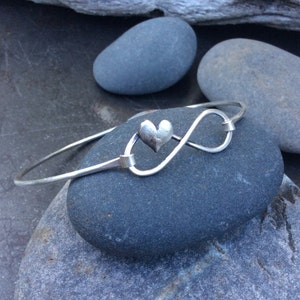 Sterling silver jewelry, Infinity heart sterling silver bangle bracelet