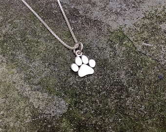 Sterling silver jewelry, Sterling silver paw print necklace, dog lover