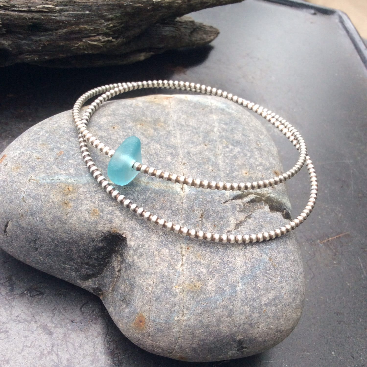 Sterling Silver Bangle Beaded Wire Bangle Stacking Bracelet - Etsy