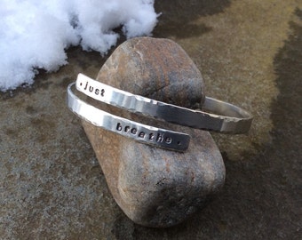 Sterling silver jewelry,  Personalized hand stamped inspirational bracelet, Mothers bracelet, Couples bracelet