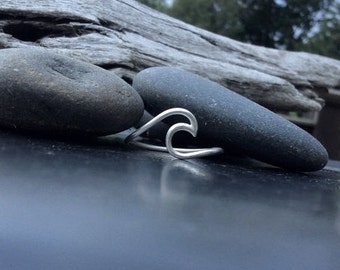 Wave ring, Sterling silver jewelry, "Ocean wave" sterling silver wave ring