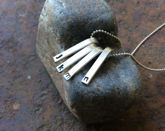Sterling silver jewelry,  Personalized sterling silver initial bar necklace, couples necklace, mothers necklace