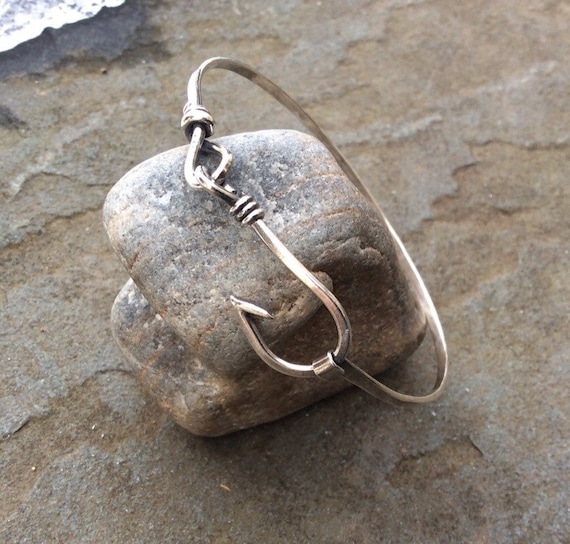 Sterling Silver Jewelry, Fish Hook Bangle Bracelet