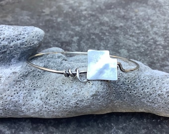 Sterling silver jewelry,  Hand cut manta ray bangle bracelet, sting ray