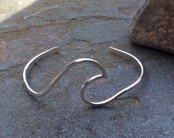 Sterling silver jewelry,  Ocean wave bangle, Surfer girl