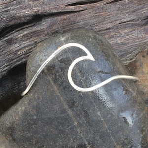 Wave bracelet, 14 gauge sterling silver hand formed wave bangle bracelet image 1