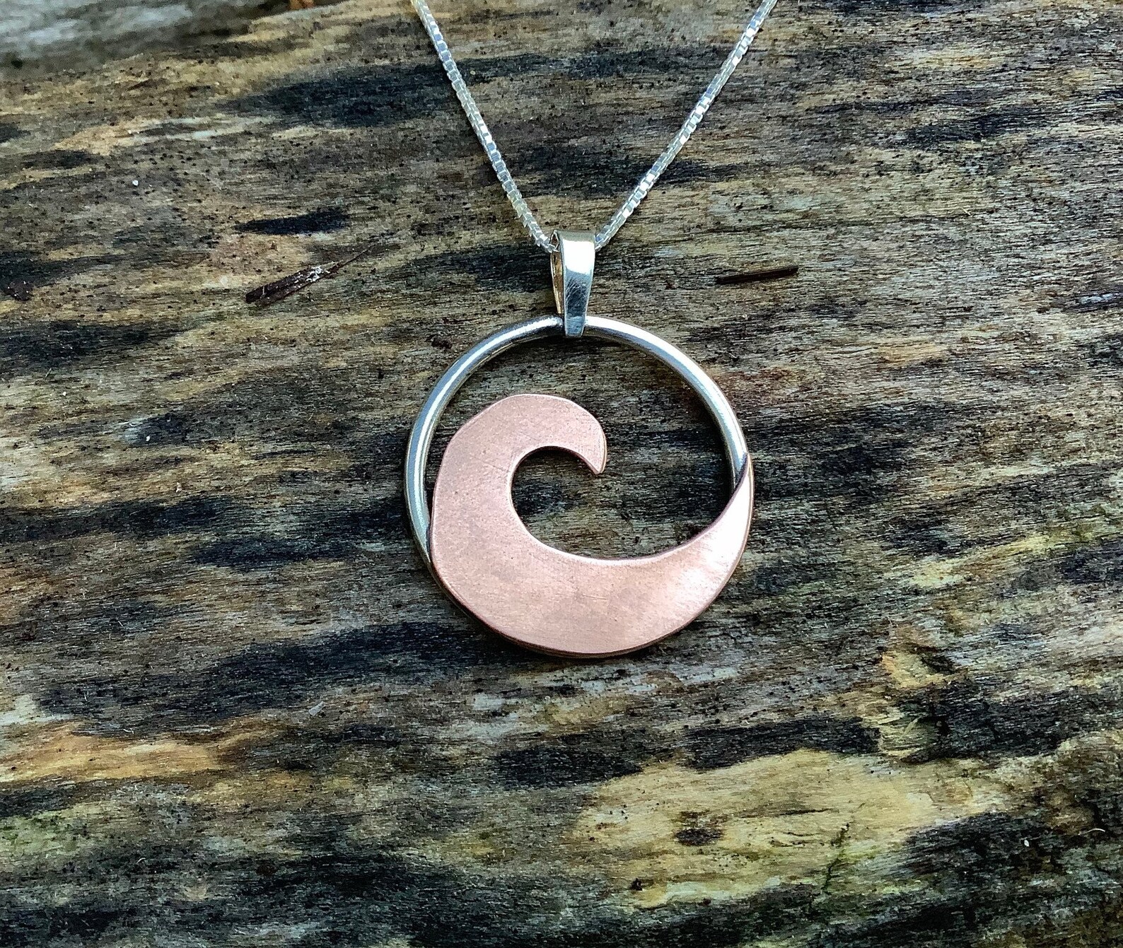 Surfer Girl Jewelry Ocean Wave Sterling Silver and Copper Etsy