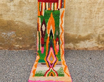 Alfombra marroquí Beni Ourain hecha a mano, alfombra bereber de lana personalizada, alfombra bohemia naranja, pelo grueso y suave, decoración de las montañas del Atlas.