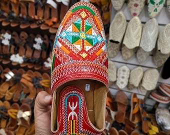 Pantofole babouche marocchine in pelle fatte a mano per donna, morbide pantofole da casa slip-on, pantofole boho per interni, regalo artigianale