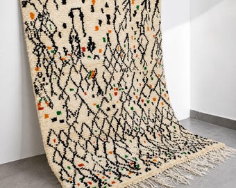 Alfombra bereber marroquí hecha a mano, alfombra de lana naranja, alfombra boho bohemia, tamaño personalizado, decoración del hogar de estilo vintage.