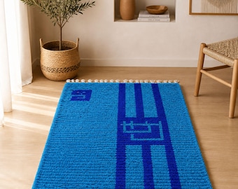 Alfombra marroquí Beni Ourain hecha a mano, alfombra bereber de lana, alfombra de diamantes negros crema, alfombra minimalista bohemia, alfombra Atlas auténtica