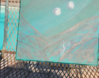pintura de un cielo verde
