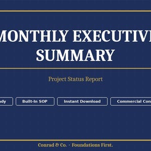 Modelo de Resumo Executivo Mensal para Construção | Relatório Executivo de Projeto em Word | Relatório de Liderança para Construção | Relatório de Gerenciamento de Projetos