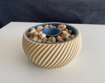 3D Printed Ribbed Nut Bowl, Modern Textured Serving Dish