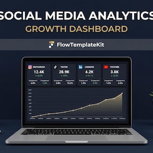 Social Media Analytics Tracker Google Sheets | KPI Dashboard | Marketing ROI | Follower Growth | Creator Dashboard