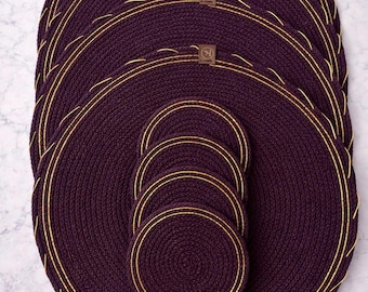 Handmade Cotton Rope Round Placemats, Natural Dining Table Decor, Kitchen Mats