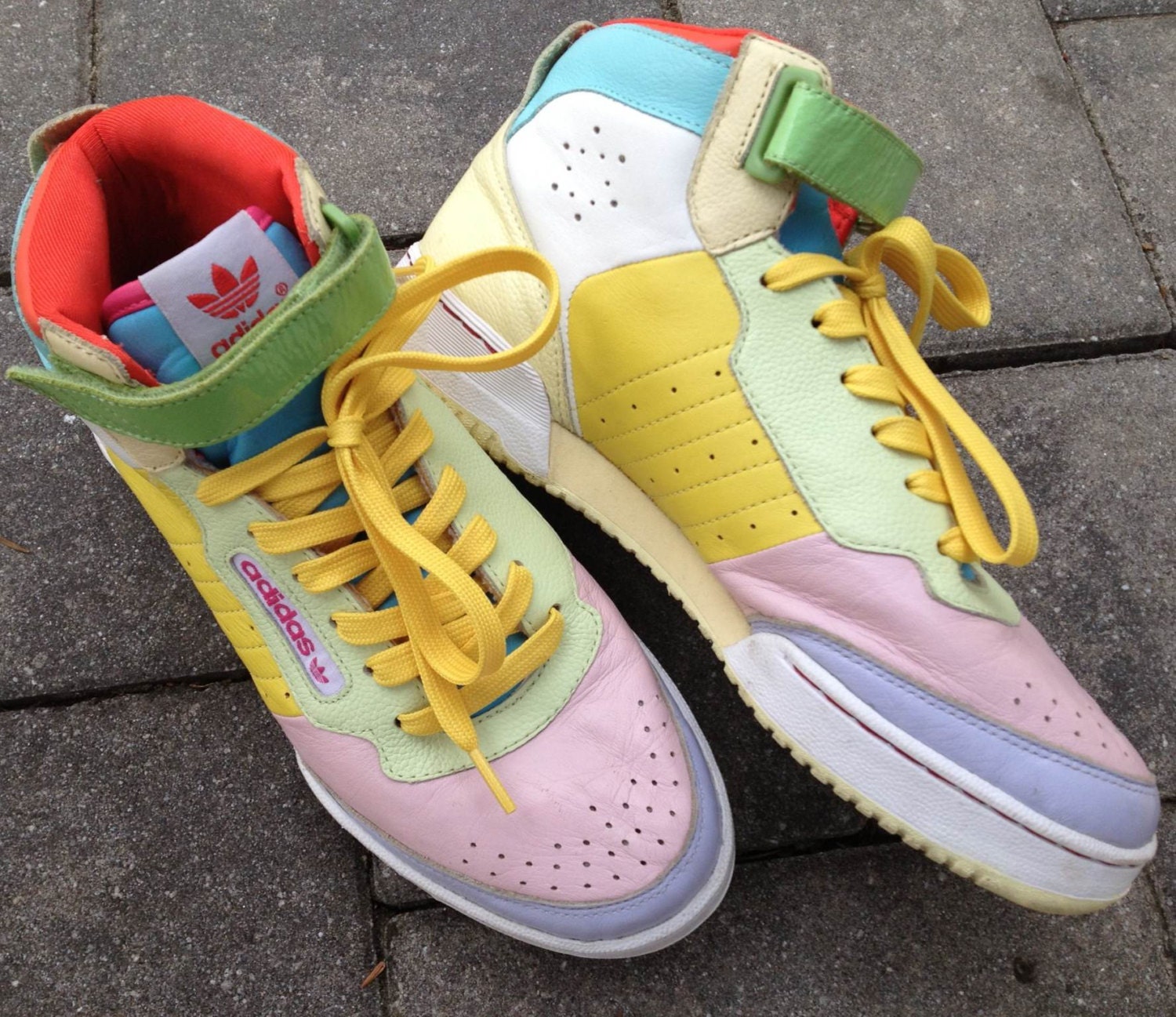 Vintage 80s/90s Adidas High-top Pastel Color Block Leather |