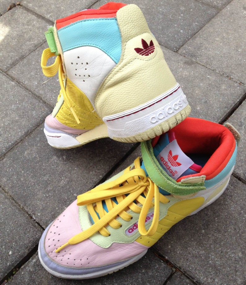 Vintage 80s/90s Adidas High-Top Pastel Color Block Leather | Etsy