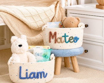 Personalized gift for baby shower or newborn, baby item storage basket