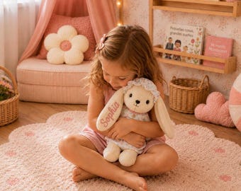 Personalized Bunny Plush Toy, Nursery Rabbit Doll, Baby Shower Gift, Gift for Granddaughter