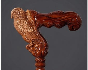 Owl Wooden Walking Stick - Beech Wood Detachable Cane for Women & Men, 95cm