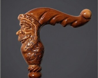 Santa Face Wooden Walking Stick - Detachable Men & Women Beech Wood 95cm Christmas