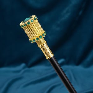 Heritage Cane, 94cm Green Artificial Diamond Crosier Knob
