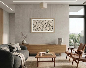 Abstracte golvende lijnkunstprint | Minimalistische zwart-witte inkttekening