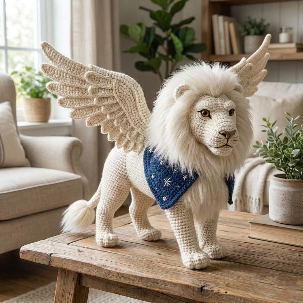 Winged Snowwing Lion Fantasy Plush