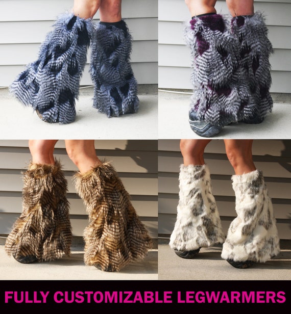 Items similar to CUSTOMIZABLE Furry leg Warmers Fluffies 36 Faux Fur