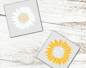 Monogrammed Sunflower Vinyl Decal - Car Decal, Wall Decal, Laptop Decal, Cricut Silhouette Decal, Cup Decal, Tumbler Decal, Wine Glass Decal