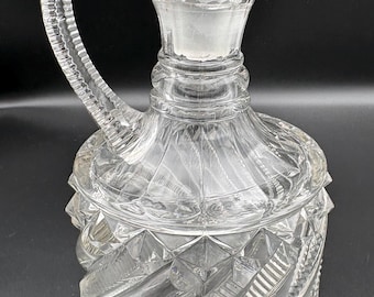 Seltene frühe amerikanische Pressglas EAPG Kokomo Swirl Band Karaffe von Richards und Hartley.