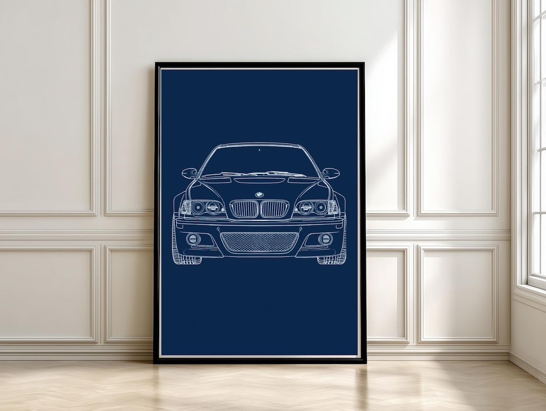 BMW M3 E46 Blueprint Poster | Minimal Line Drawing Car Art (A4) - Etsy