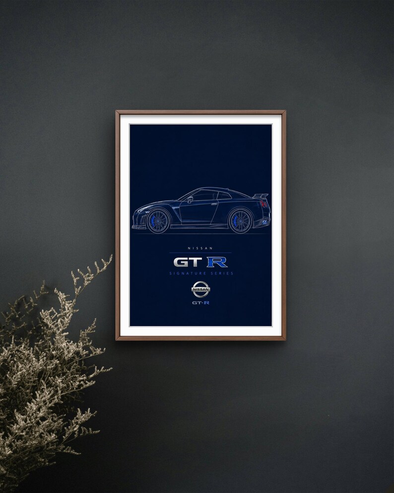 Gtr R35 Lettering Nissan GT-R R35 Signature Series Poster | GT-R Blueprint Wall Art | JDM ...