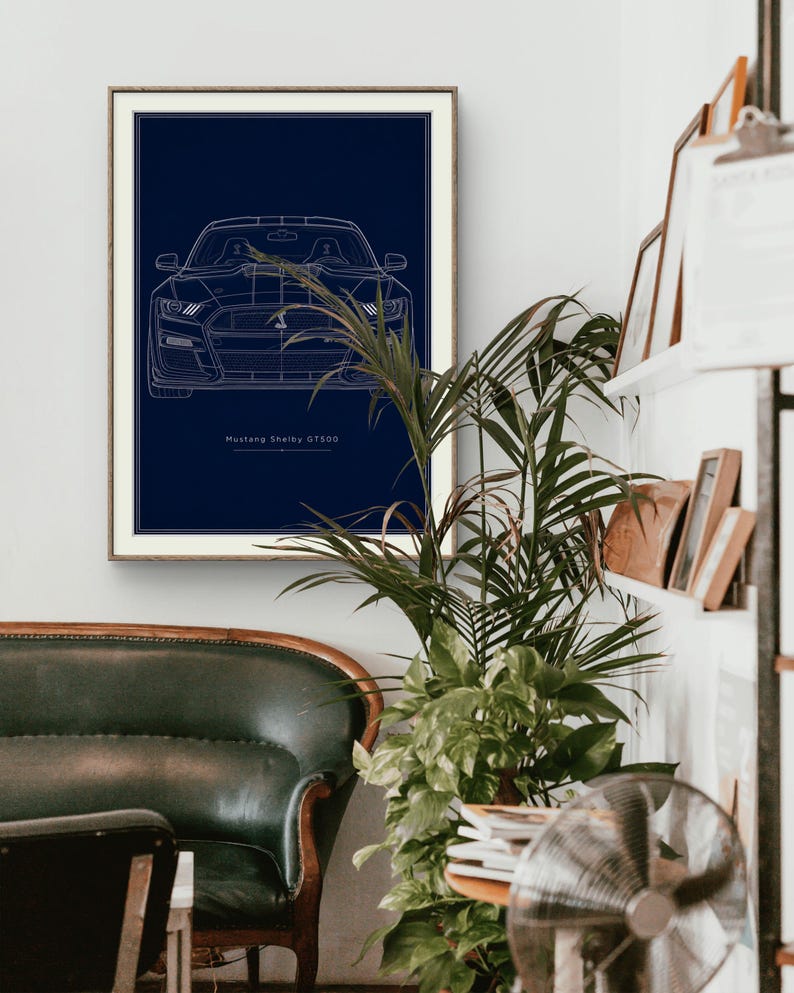 Mustang Shelby GT500 Poster | Ford Mustang Wall Art | Muscle Car Print ...