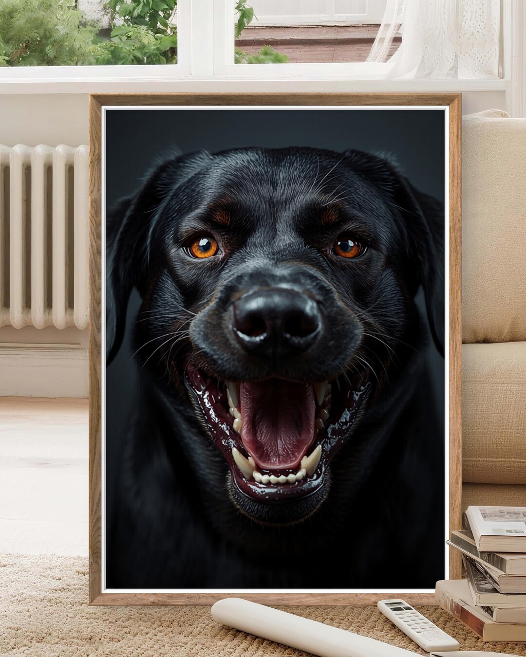 Black Labrador Dog Wall Art Print | Angry Dog Portrait | Pet Lover Gift ...