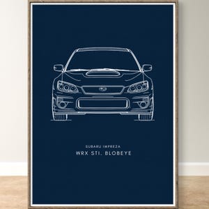 Subaru Impreza WRX STI Blobeye Blueprint Poster – Rally Car Wall Art, JDM Performance Print
