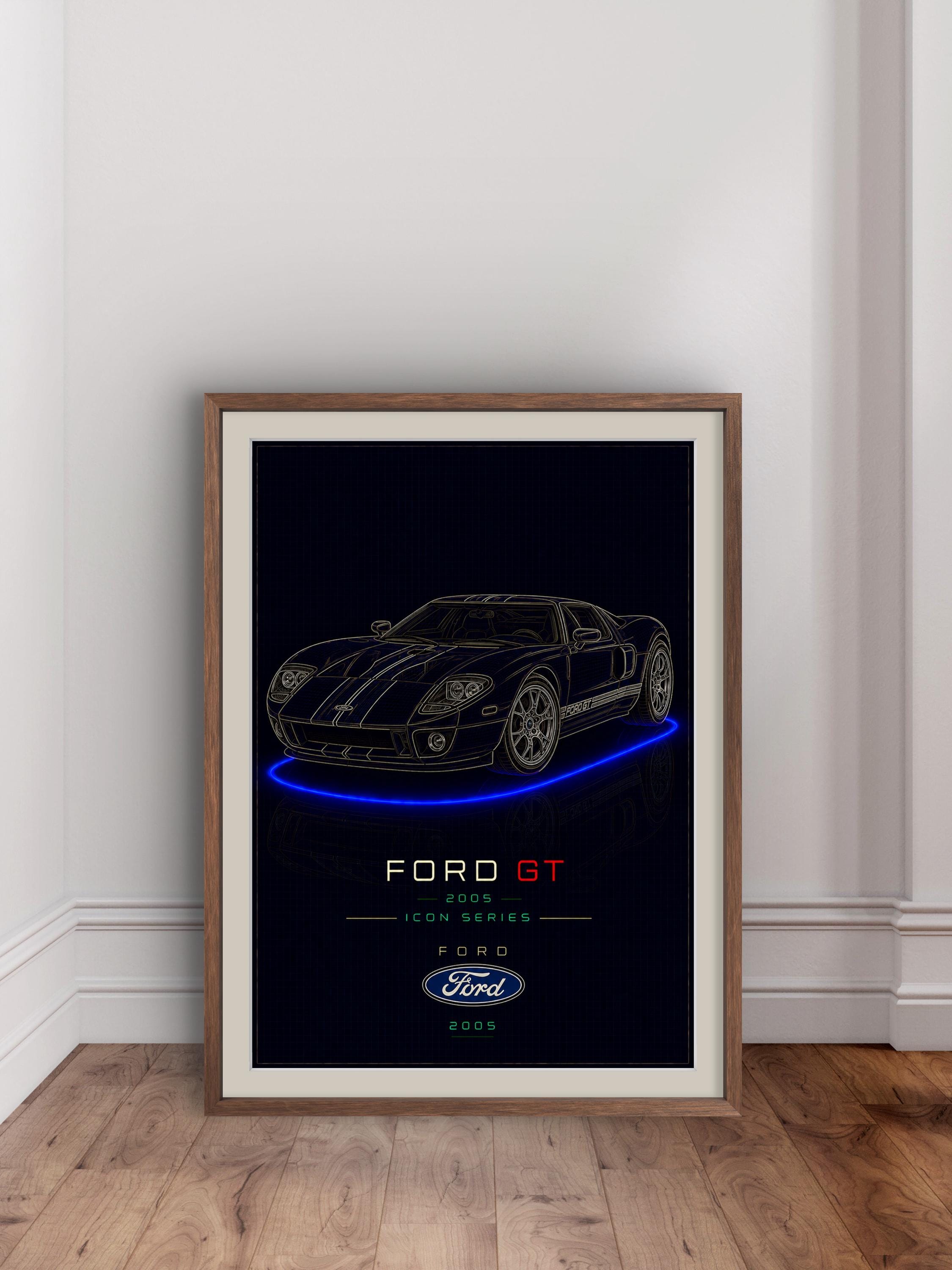 Ford GT Poster | Ford GT Blueprint Wall Art | Supercar Print | American ...