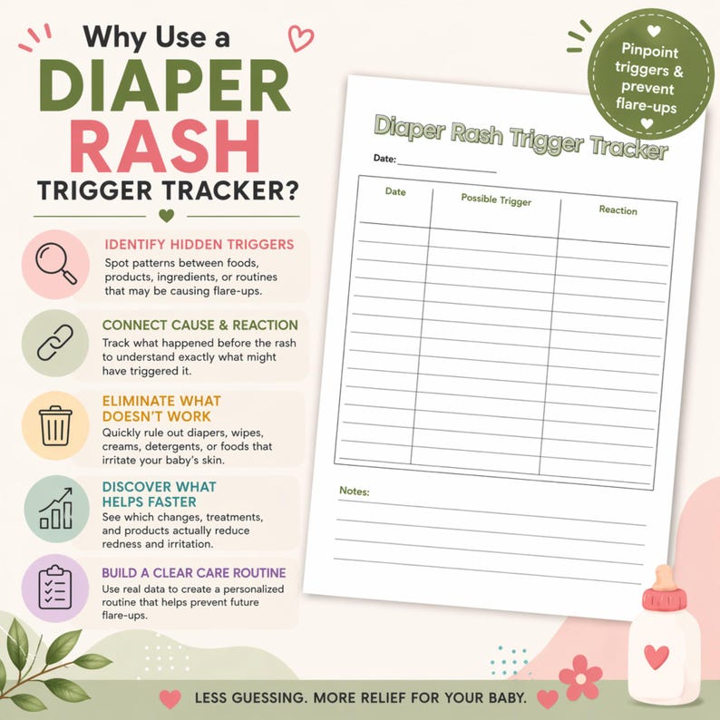 Diaper Rash Section In Store Diaper Rash Trigger Tracker Printable | Baby Rash Log PDF | Identify ...