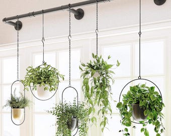 Raamplanthanger 63 inch, zwart hangend plantenplank binnendecoratie
