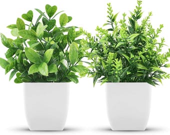 Set van 2 neppotplanten, kleine kunstplanten voor thuis- en kantoordecoratie
