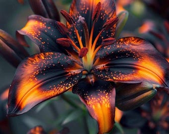 Burning Ambers Lily Seeds, donkeroranje en zwarte sierbloemzaden