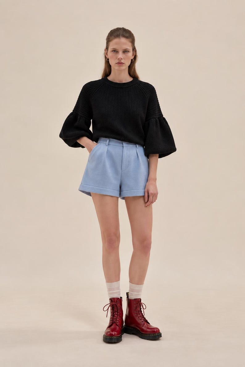 Black Cropped Knit Sweater