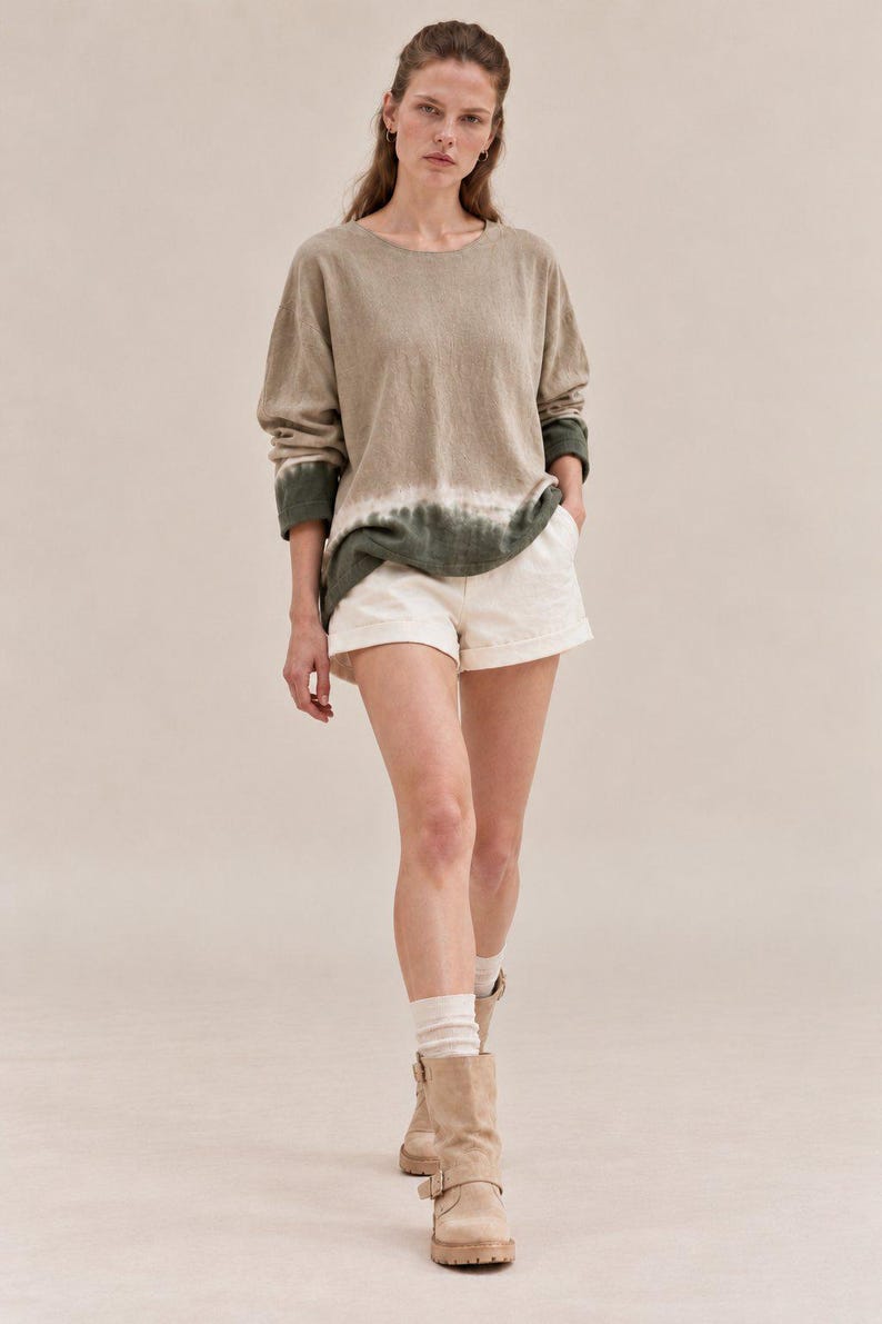 Beige Dip Dye Top