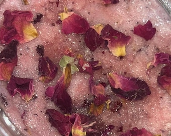 Exfoliante de azúcar con pétalos de rosa