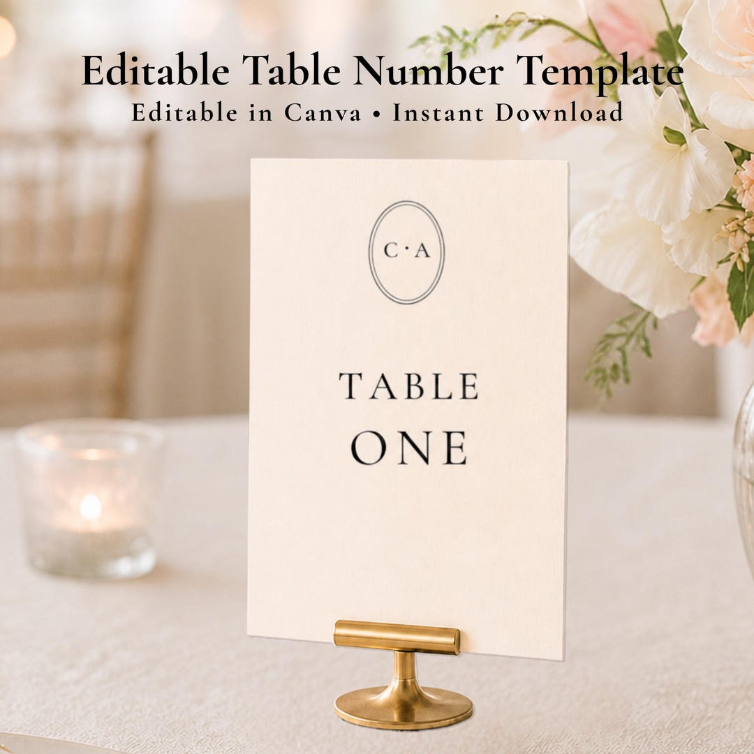 Wedding Table Numbers Template Editable Canva Printable Table Numbers ...