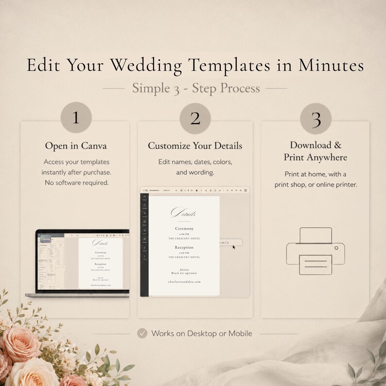 Wedding Card Computer Wedding Details Card Template Editable Wedding Info Card Canva Wedding ...