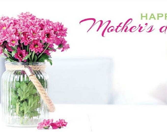 Enclosure Cards  - HAPPY MOTHER's DAY - set of 10 -  Pink flowers in a jar - flowers - balloon bouquets - gift baskets - floral arrangement