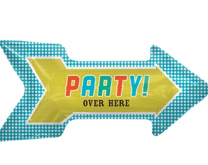 36" Jumbo PARTY OVER HERE Balloon -- perfect for graduation, birthday, wedding reception, baby shower, any party!