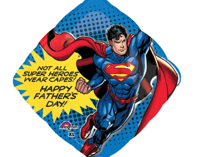 Jumbo 29"  HAPPY FATHER's DAY Balloon  - Superman with Cape - Hero - SuperShape -  mylar -  foil